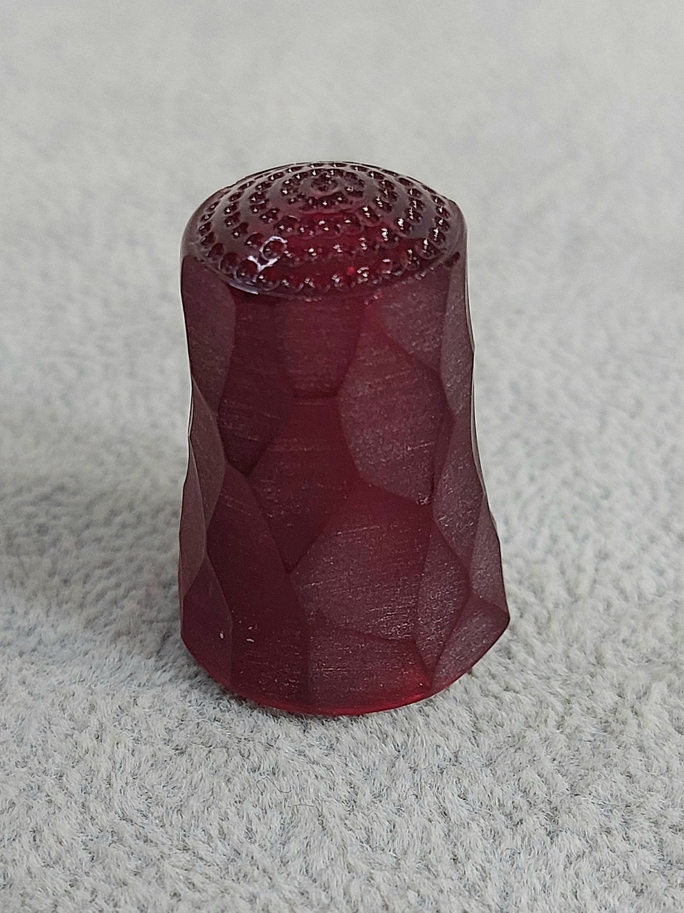 Decorative Textured Thimble Accent - Ruby Red cut Glass